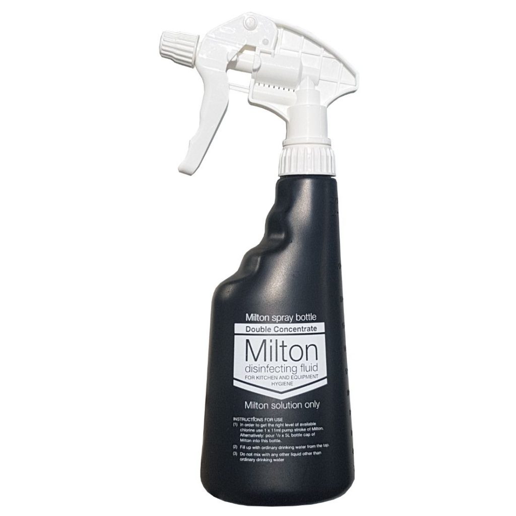 600ml Black Printed MILTON Trigger Spray Bottle Complete JanPal (UK