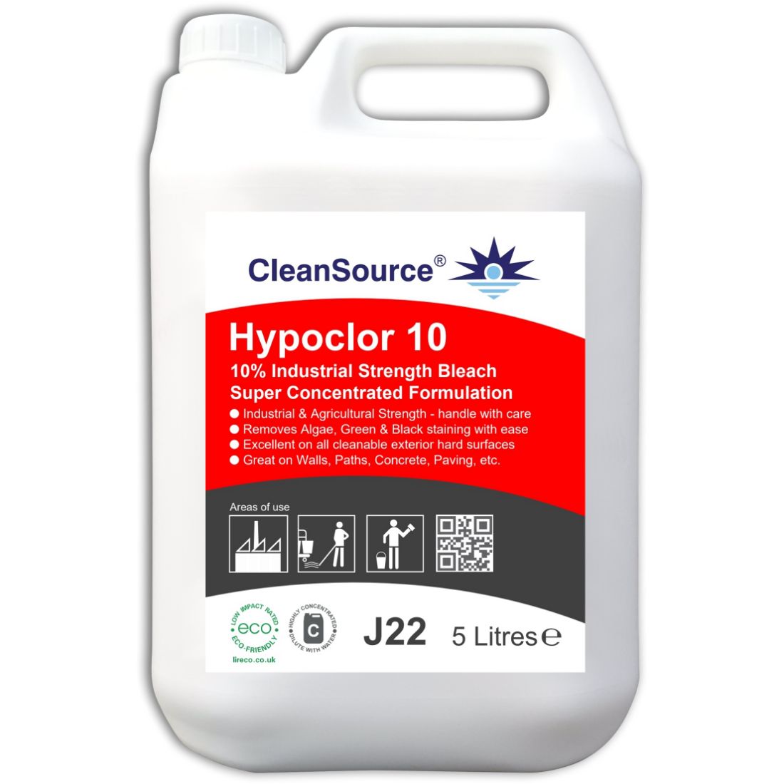 Hypo10-5L.jpg CleanSource® HYPOCLOR 10 Super Strength Industrial 10% Bleach 5L - Image 1