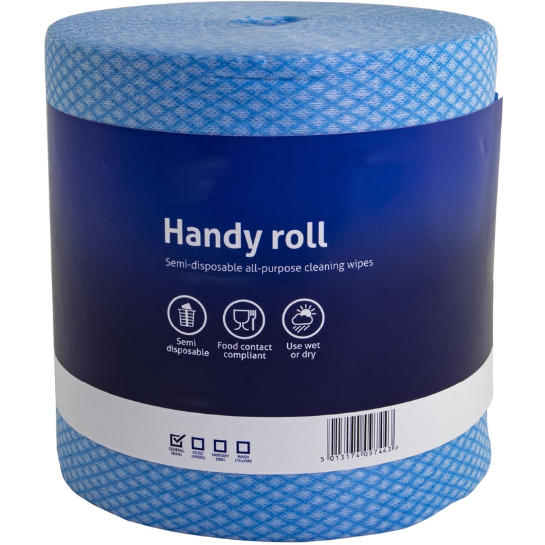 104628-blue-04.jpg Perola® JayTex™ All-Purpose Perforated Centrefeed Cloths Blue (Roll of 425) - Image 1