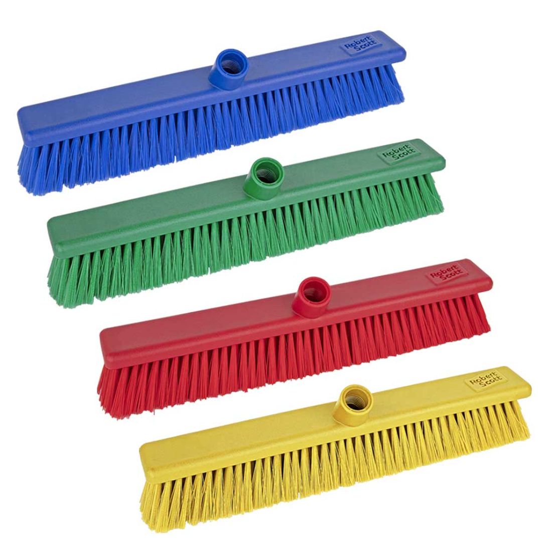 104950_washable-broom-stiff-45cm-group-104950.jpg 18" / 45cm Washable Hygiene Broom Head STIFF - B/G/R/Y - Image 1
