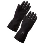 GloveMax™ Black Industrial Gauntlet Rubber Gloves (Pair)