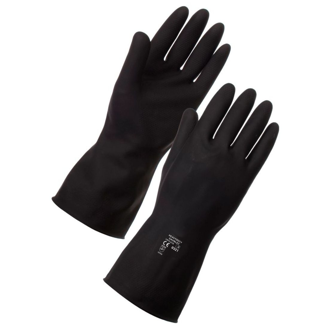 13971_Black.jpg GloveMax™ Black Industrial Gauntlet Rubber Gloves (Pair) - Image 1