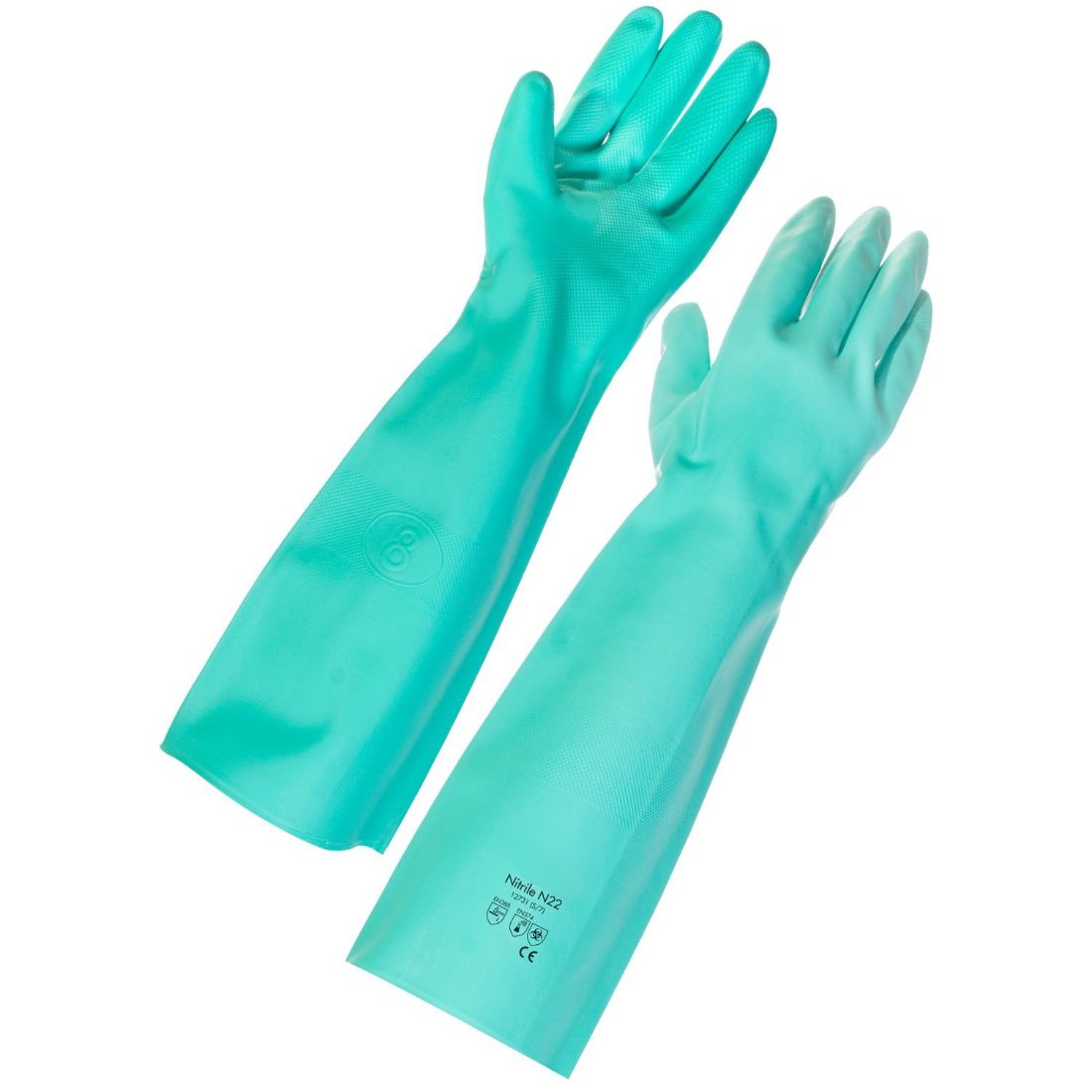 50-036.jpg 45cm Green Nitrile Gauntlett Gloves - Elbow Length (Pair) - Image 1
