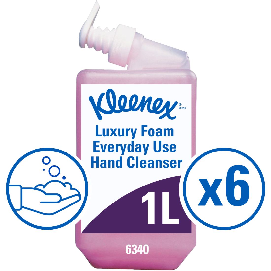 6340.jpg Kleenex® 6340 Pink Luxury FOAM Everyday Hand Soap Cartridges (6x1L) - Image 1