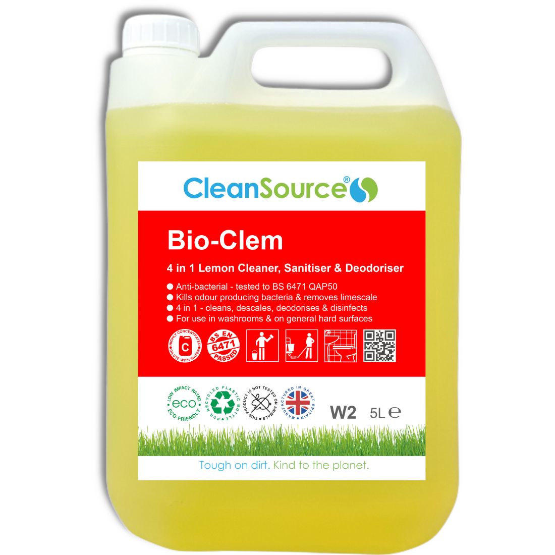 Bio-Clem-5L.jpg CleanSource® BIO-CLEM 4 in 1 Anti-Bac Lemon Cleaner & Disinfectant 5L - Image 1