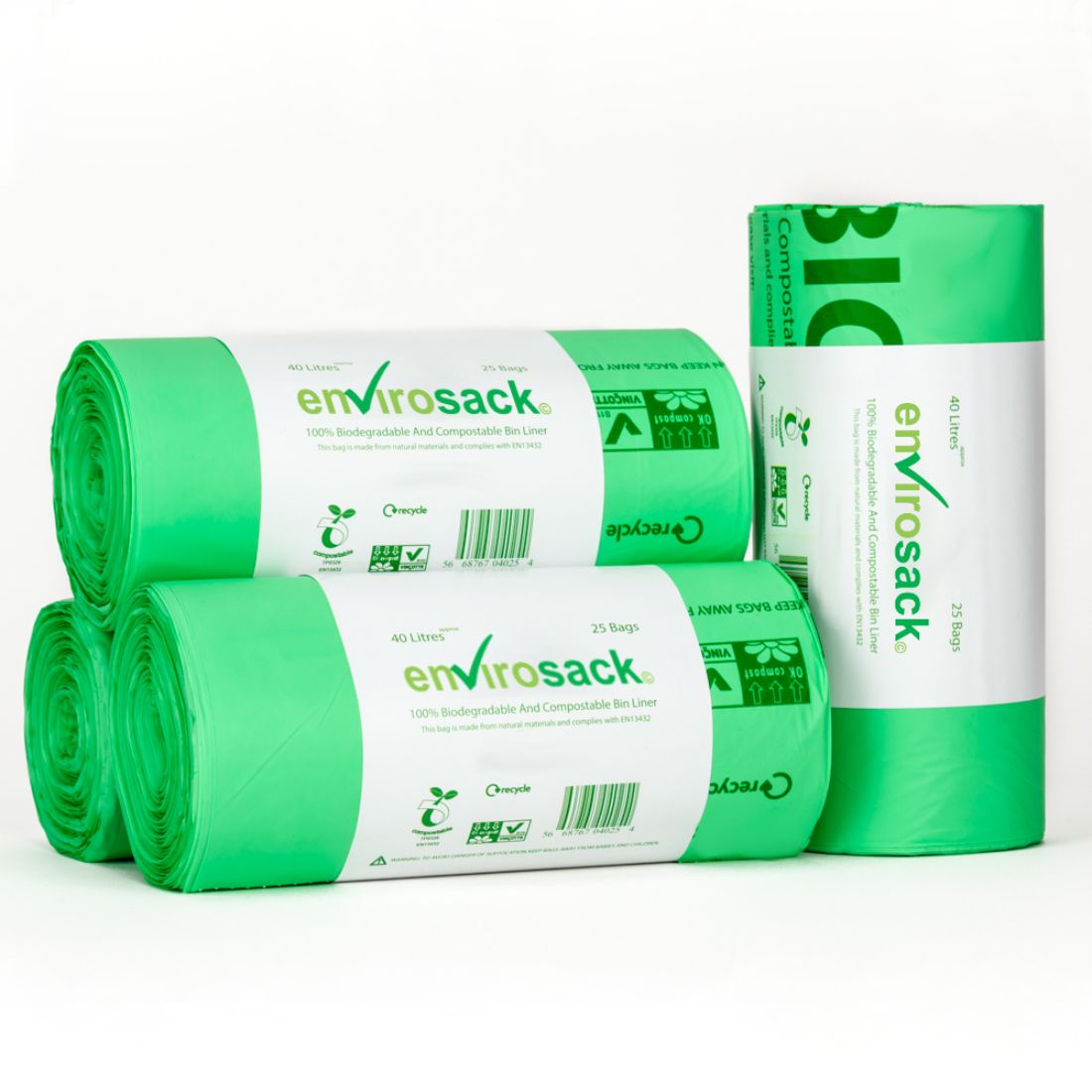 COMCBL35L.jpg envirosackĀ® Compostable Waste Bin Liners (40L) 7x27x27" (20 rolls x 25) 1x500 - Image 1
