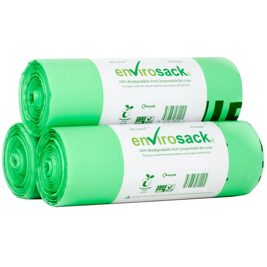 COMCBL80BL.jpg envirosackĀ® Compostable Waste Bin Liners (80L) 7x29x34" (40 rolls x 10) 1x400 - Image 1