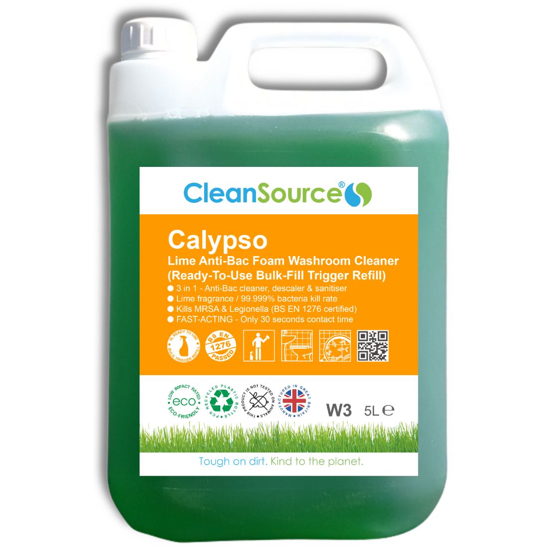 Calypso-5L.jpg CleanSource® CALYPSO Lime Foam Anti-Bac Washroom Cleaner 5L RTU Refill - Image 1