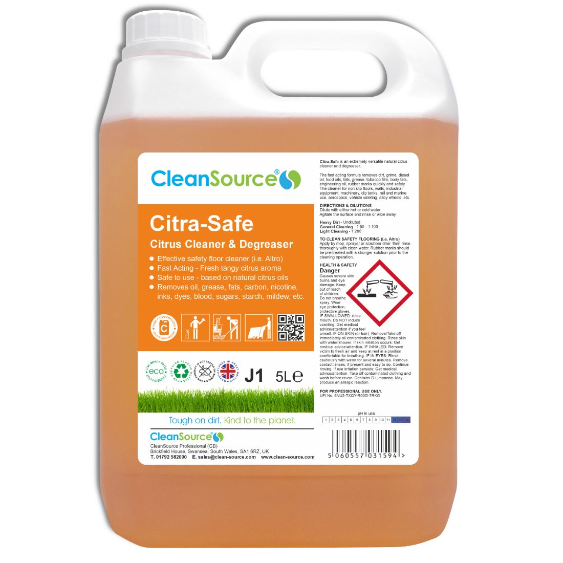 Citra-Safe-5L-2.jpg CleanSource® Citra-Safe Strong Citrus Cleaner & Degreaser 5L - Image 1