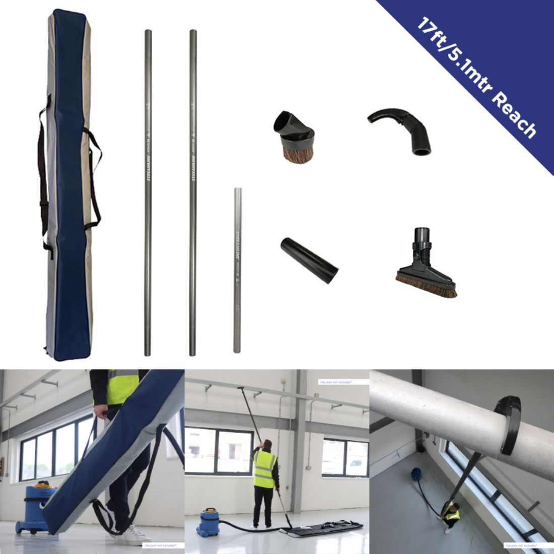 DV-KIT2175-032-1.jpg 32mm x 5.1 metre (17 FT) Glass Fibre Internal High Reach Vacuum Pole Set for Henry / Numatic / Pacvac - Image 1