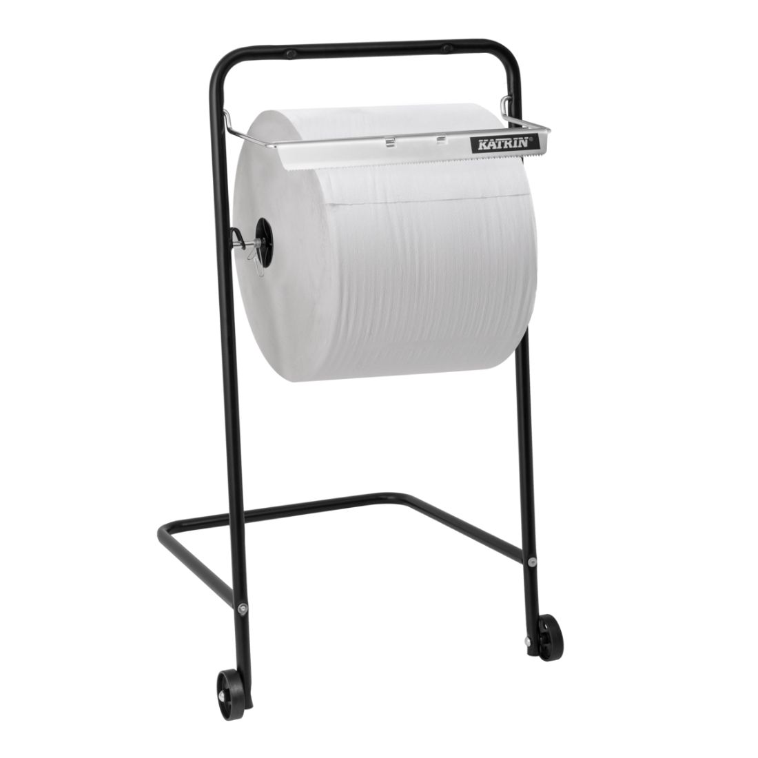FloorStand-Dispenser.jpg Metal Floorstand Industrial Bumper Roll Holder - Image 1