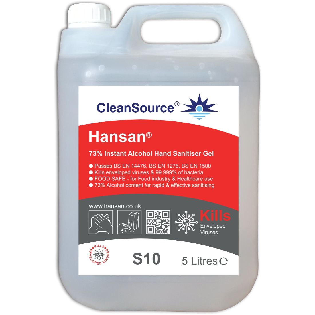 Hansan_New_5L.jpg CleanSource® Hansan® Instant 73% Alcohol Hand Sanitiser Gel 5L - Image 1