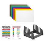 Set of 6 Large Colour Coded Chopping Boards With Plastic Rack & Wall Chart