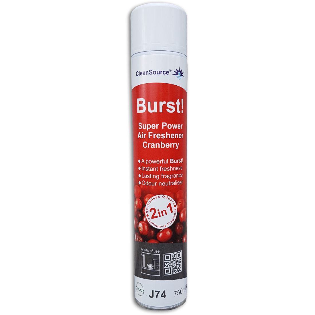 J74S.7-1.jpg CleanSource® BURST CRANBERRY Super Power Giant Air Freshener 750ml - Image 1