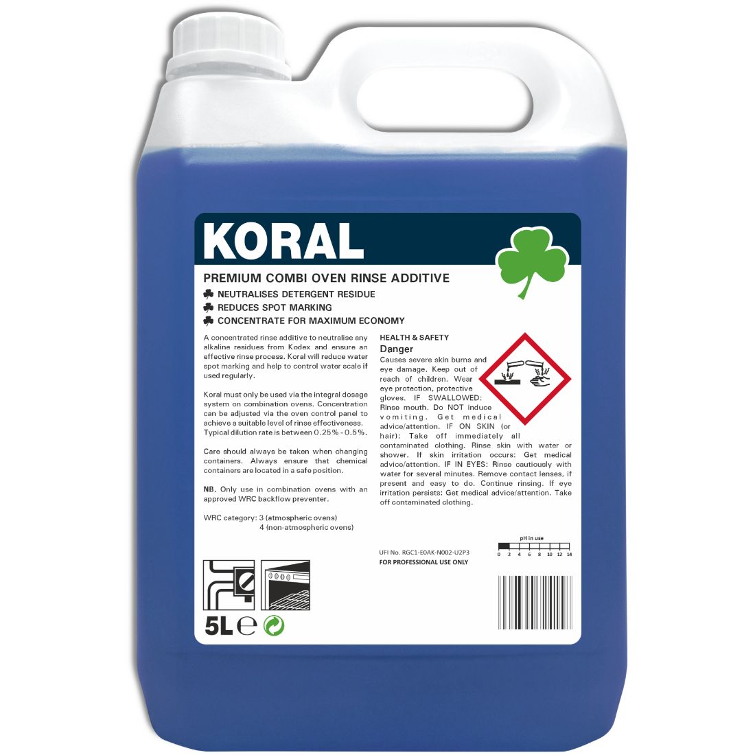 Koral-5L.jpg KORAL Specialist Combi Oven Rinse Additive 5L - Image 1