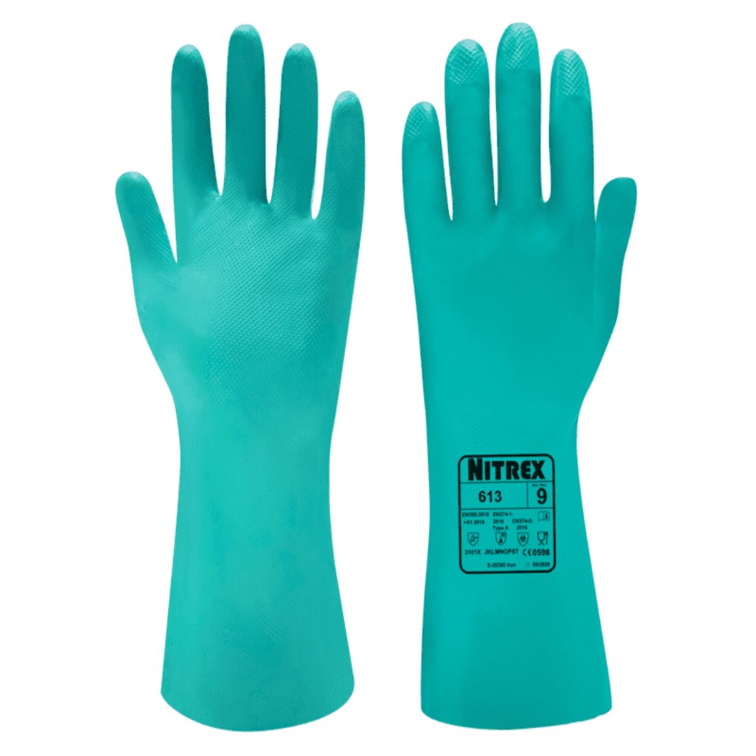 Nitrex-613_Pair_low.jpg GloveMax™ 33cm Green Nitrile Chemical Resistant Gloves (10 Pairs) - Image 1