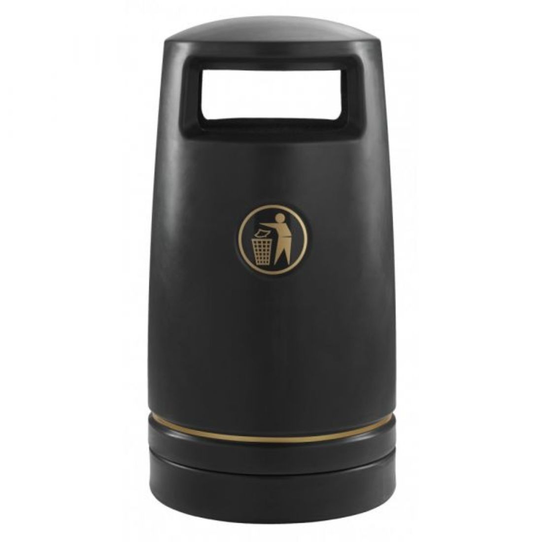 Oxwich-Bin-Black.jpg enviropalĀ® Oxwich 100 Litre 2 Way Access Contour Round Hooded Litter Bin Black - Image 1