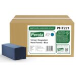 Perola® 1-Ply Blue V-Fold / Singlefold Hand Towels 24.5cm Wide (1x3600)