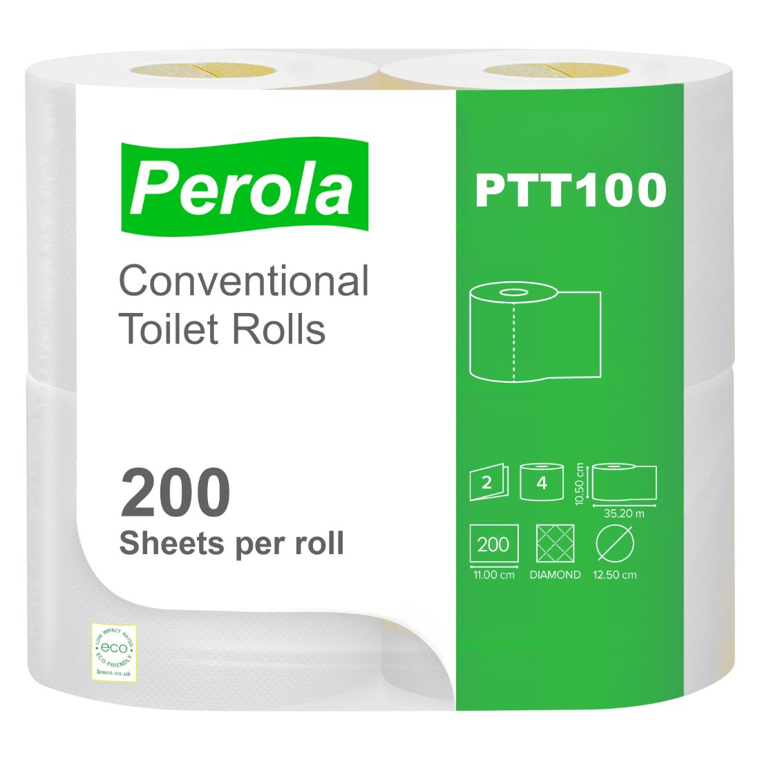 PTT100_pack.jpg Perola® SofRol™ 2-Ply 200 Sheet Standard Toilet Rolls (1x36) - Image 1