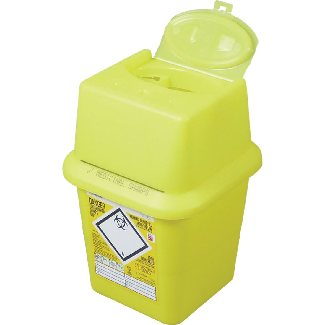 Q2055.jpg Yellow Sharps Disposal Bin 4 Litre - Image 1