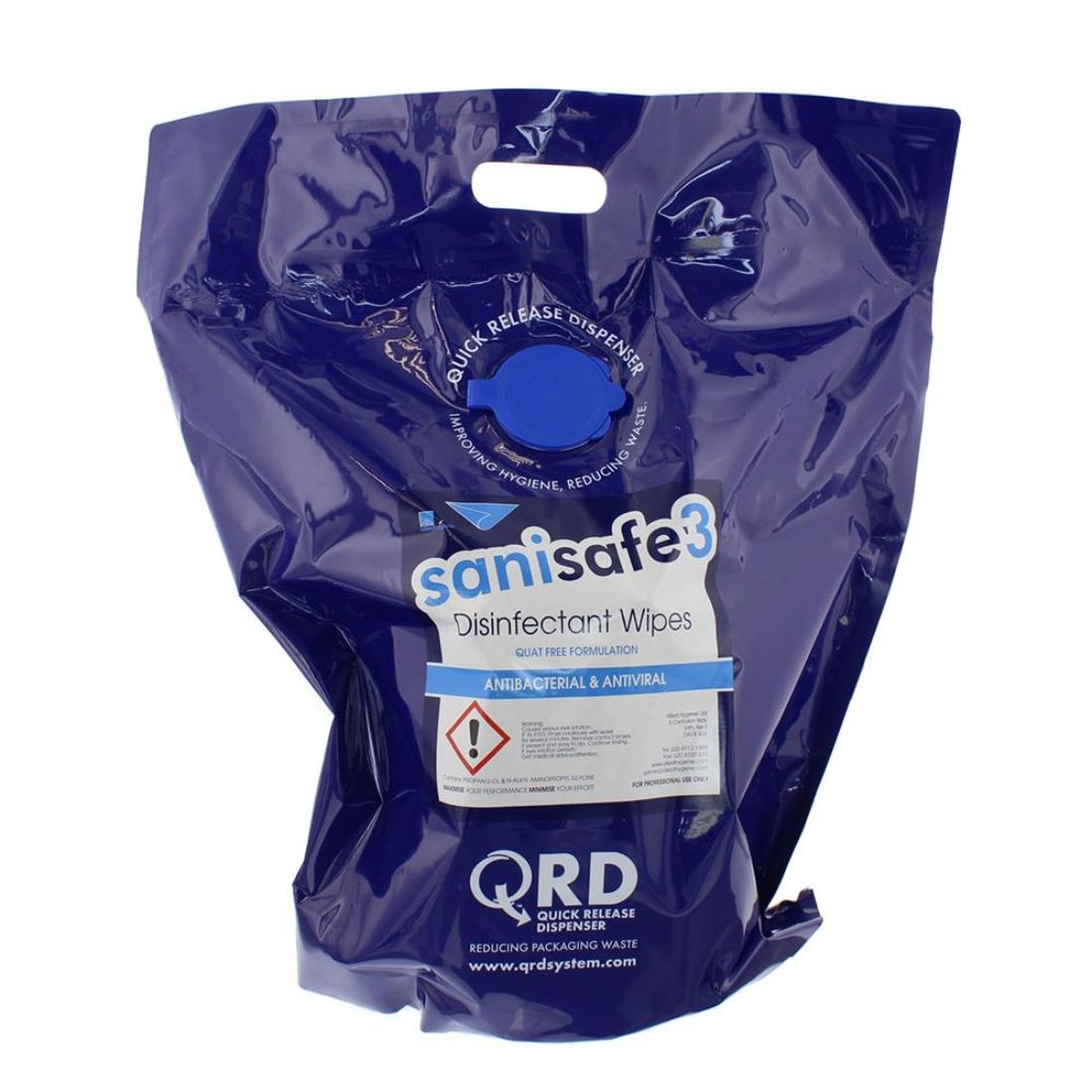 QRD-Bag-1000.jpg CleanSource® Large Blue FOOD SAFE Disinfectant Wipes QRD Bag (1x1000) - Image 1