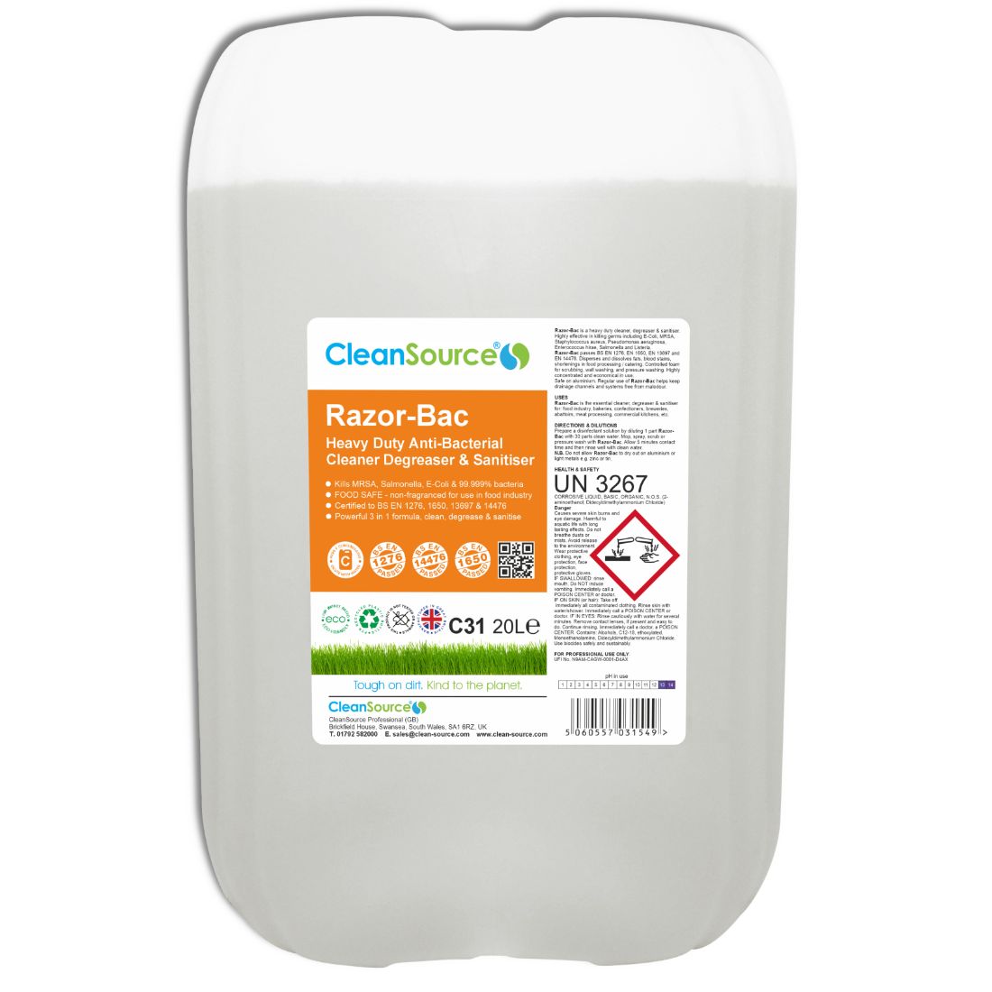 Razor-Bac-20L-2.jpg CleanSource® Razor-Bac Food-Safe Heavy Duty Virucidal Cleaner & Degreaser 20L - Image 1