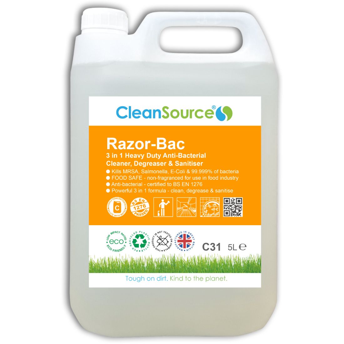 Razor-Bac-5L-New.jpg CleanSource® Razor-Bac Food-Safe Heavy Duty Virucidal Cleaner & Degreaser 5L - Image 1