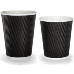 enviropal® Black Ripple Paper Hot Drink Cups - Various Sizes (1x500)