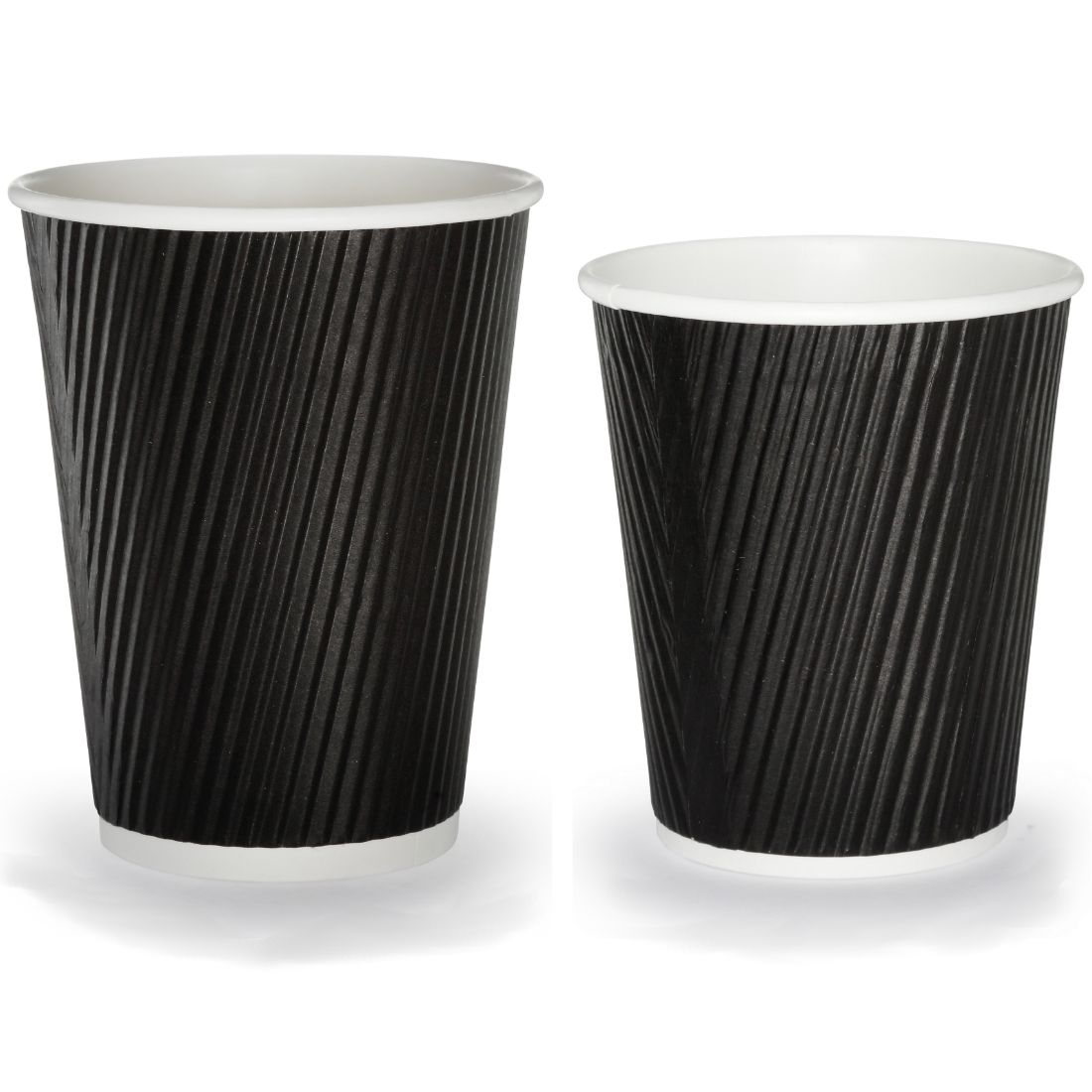 Ripple-Cups-Black.jpg enviropalĀ® Black Ripple Paper Hot Drink Cups - Various Sizes (1x500) - Image 1
