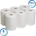 6657 SlimRol™ White Hand Towel Rolls for Kimberly-Clark Scott Slimroll Dispenser (1x6)