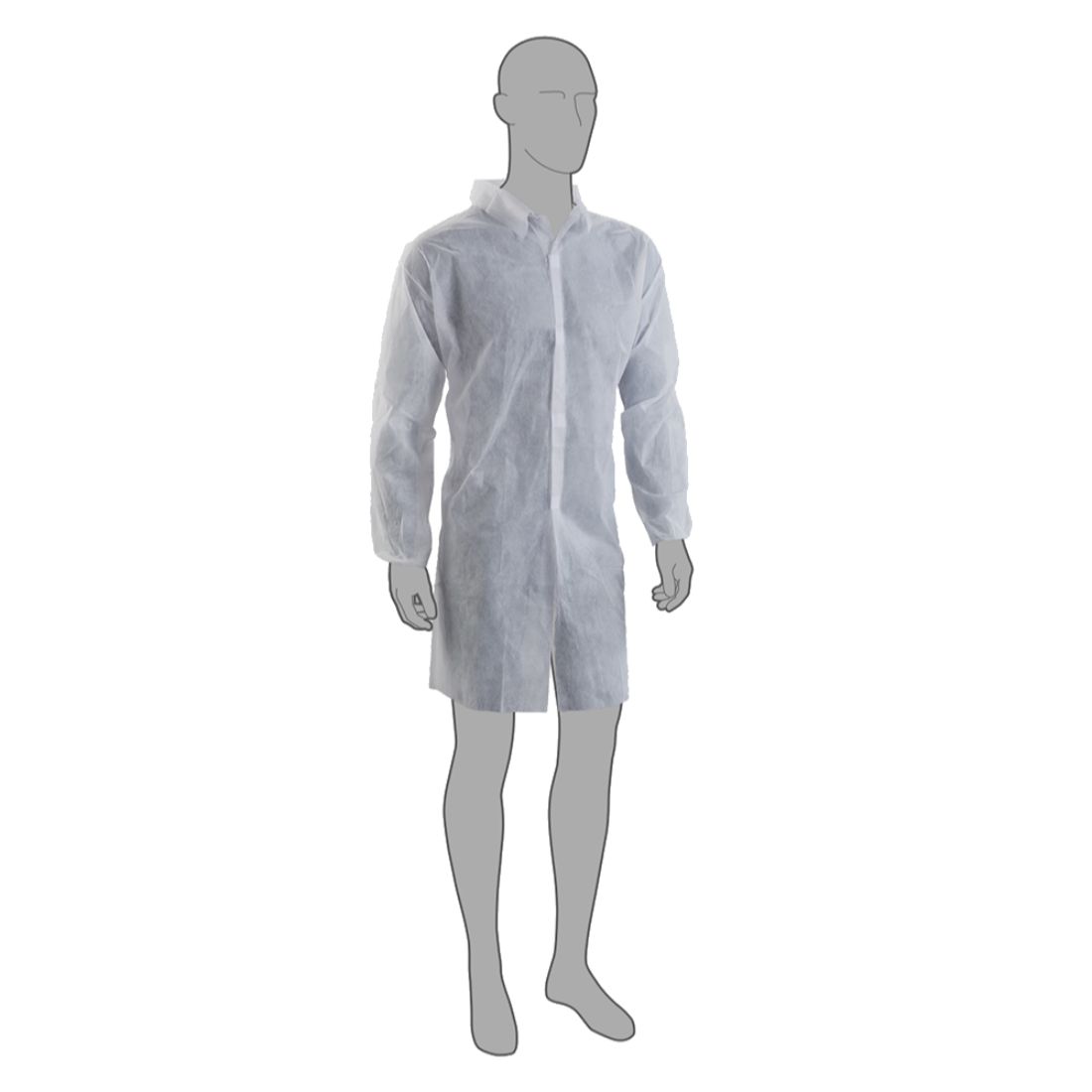 WhiteVisitorsCoat.jpg White Non-Woven Visitors Coats 'Velcro Fastening' (1x50) - Image 1