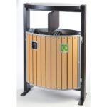 enviropal® 2 x 39 Litre TwinBin Beech Wood Effect Hooded Steel Litter Bin
