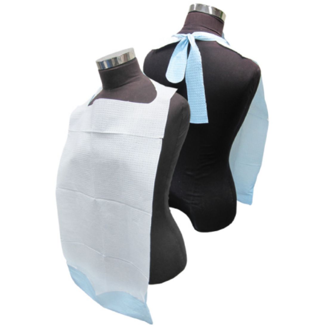 blue-poly-backed-bibs-pocket-01.jpg Blue Polythene Backed Disposable Bibs With Pocket & Neck Ties (Box 500) - Image 1