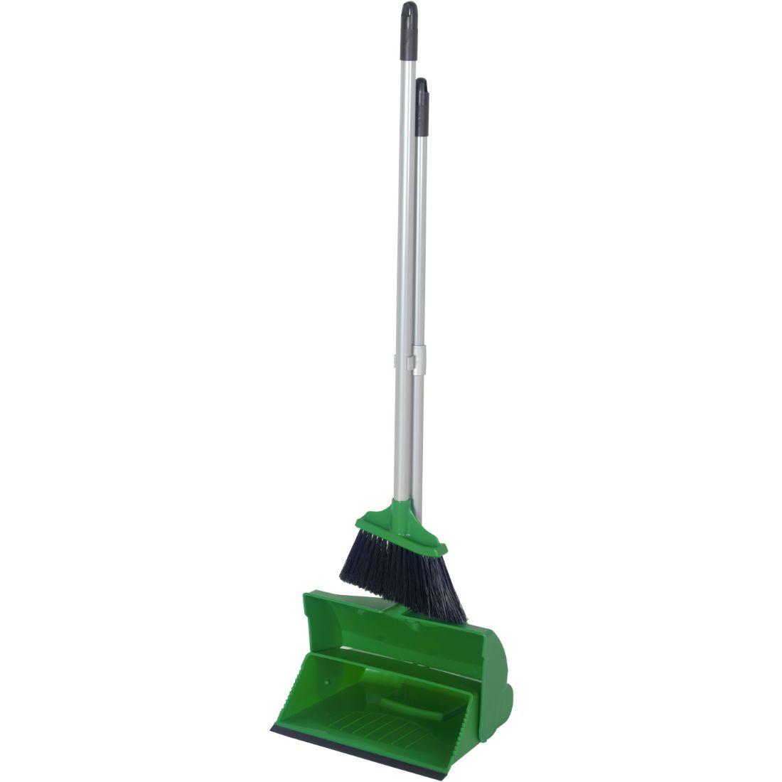 dp10gn.jpg Long Handled Plastic Lobby Dust Pan & Brush Set Green - Image 1