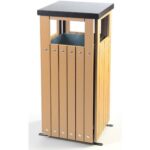 enviropal® 36 Litre Square Beech Wood Effect Hooded Steel Litter Bin