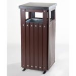 enviropal® 36 Litre Square Walnut Wood Effect Hooded Steel Litter Bin