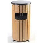 enviropal® 33 Litre Round Beech Wood Effect Hooded Steel Litter Bin