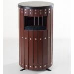 enviropal® 33 Litre Round Walnut Wood Effect Hooded Steel Litter Bin