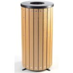 enviropalĀ® 40 Litre Round Open Top Beech Wood Effect Steel Litter Bin