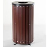 enviropal® 40 Litre Round Open Top Walnut Wood Effect Steel Litter Bin