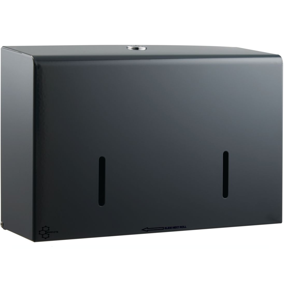 ppd46mgy.jpg Perola® Twingo™ System Double Toilet Roll Dispenser Graphite Metal - Image 1