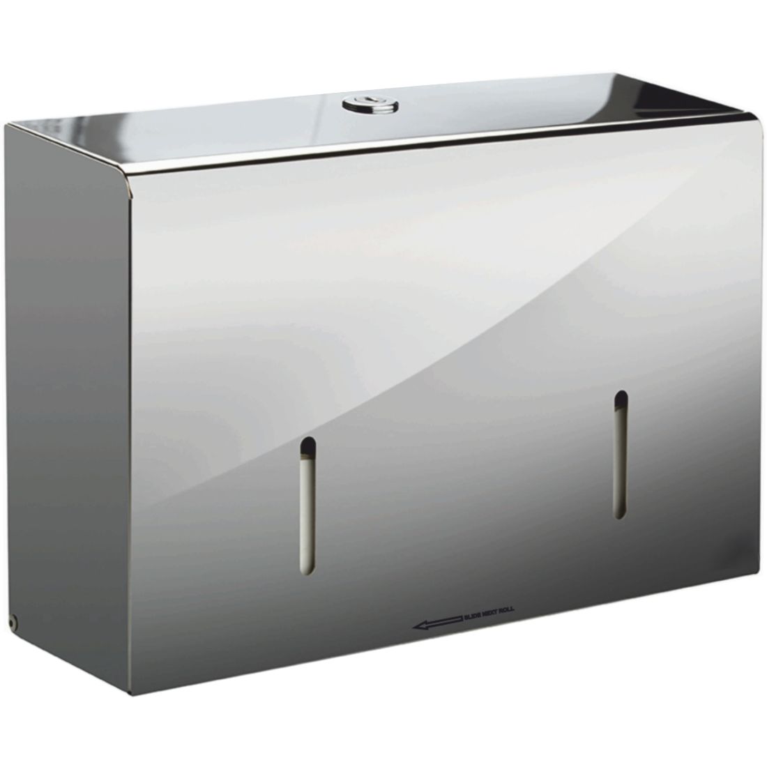 ppd46mps.jpg Perola® Twingo™ System Double Toilet Roll Dispenser Polished Stainless Steel - Image 1