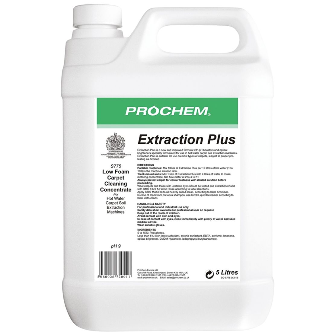 s775-05_extraction_plus_1.jpg ProchemĀ® EXTRACTION PLUS Carpet Cleaning Detergent 5L - Image 1