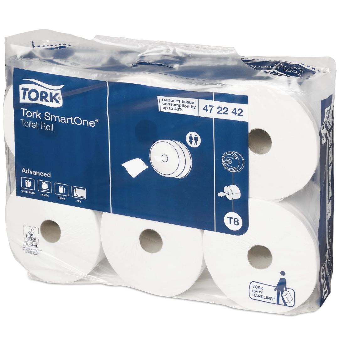tork_smartone_large_1.jpg TorkĀ® 472242 (T8) SmartOne Standard System Toilet Rolls (1x6) - Image 1