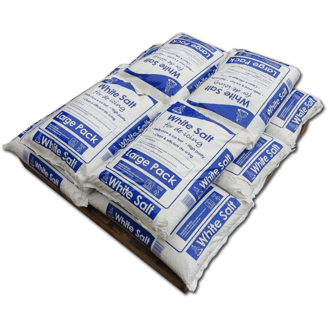 white-large-quarter-pallet.jpg Mini Pallet of White Rapid Melt De-Icing Rock Salt 10 x 25Kg Sacks - Image 1
