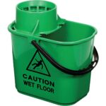 CleanSource® 15 Litre Professional Socket Mop Bucket With Wet Floor Symbol Green