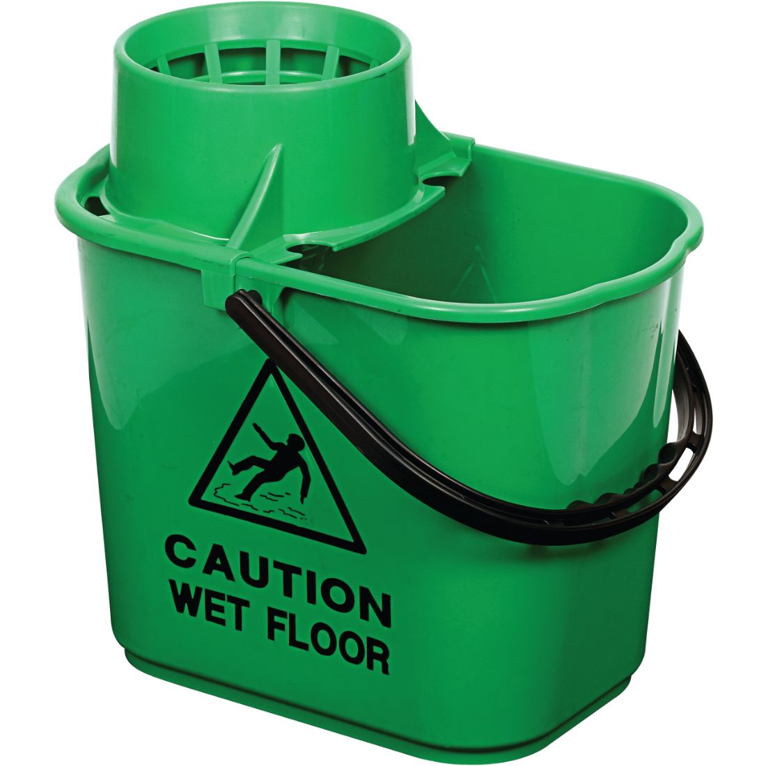 wq15gn-1.jpg CleanSource® 15 Litre Professional Socket Mop Bucket With Wet Floor Symbol Green - Image 1