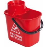 CleanSource® 15 Litre Professional Socket Mop Bucket With Wet Floor Symbol Red