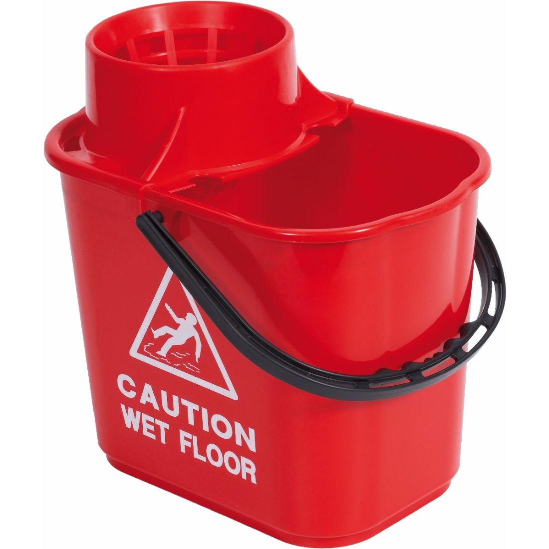 wq15rd_1-1.jpg CleanSource® 15 Litre Professional Socket Mop Bucket With Wet Floor Symbol Red - Image 1