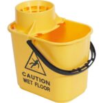 CleanSource® 15 Litre Professional Socket Mop Bucket With Wet Floor Symbol Yellow